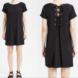 Theory Lace Back Raglan Dress in Navy